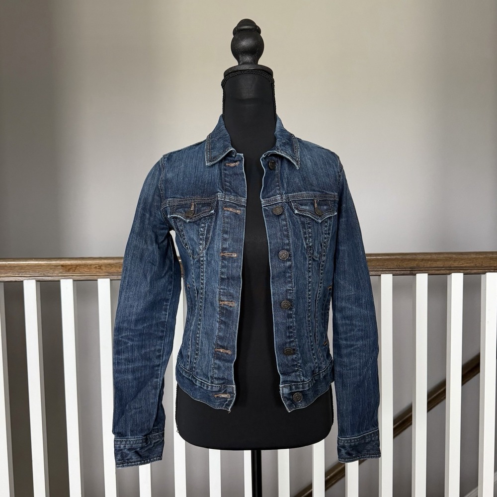 Old Navy Jean Denim Trucker Jacket XS Western Festival Concert Cowgirl Farmcore
